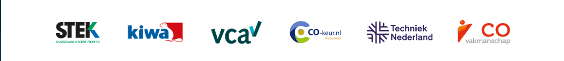 STEK · Kiwa · VCA · CO-keur · Techniek Nederland · CO Vakmanschap